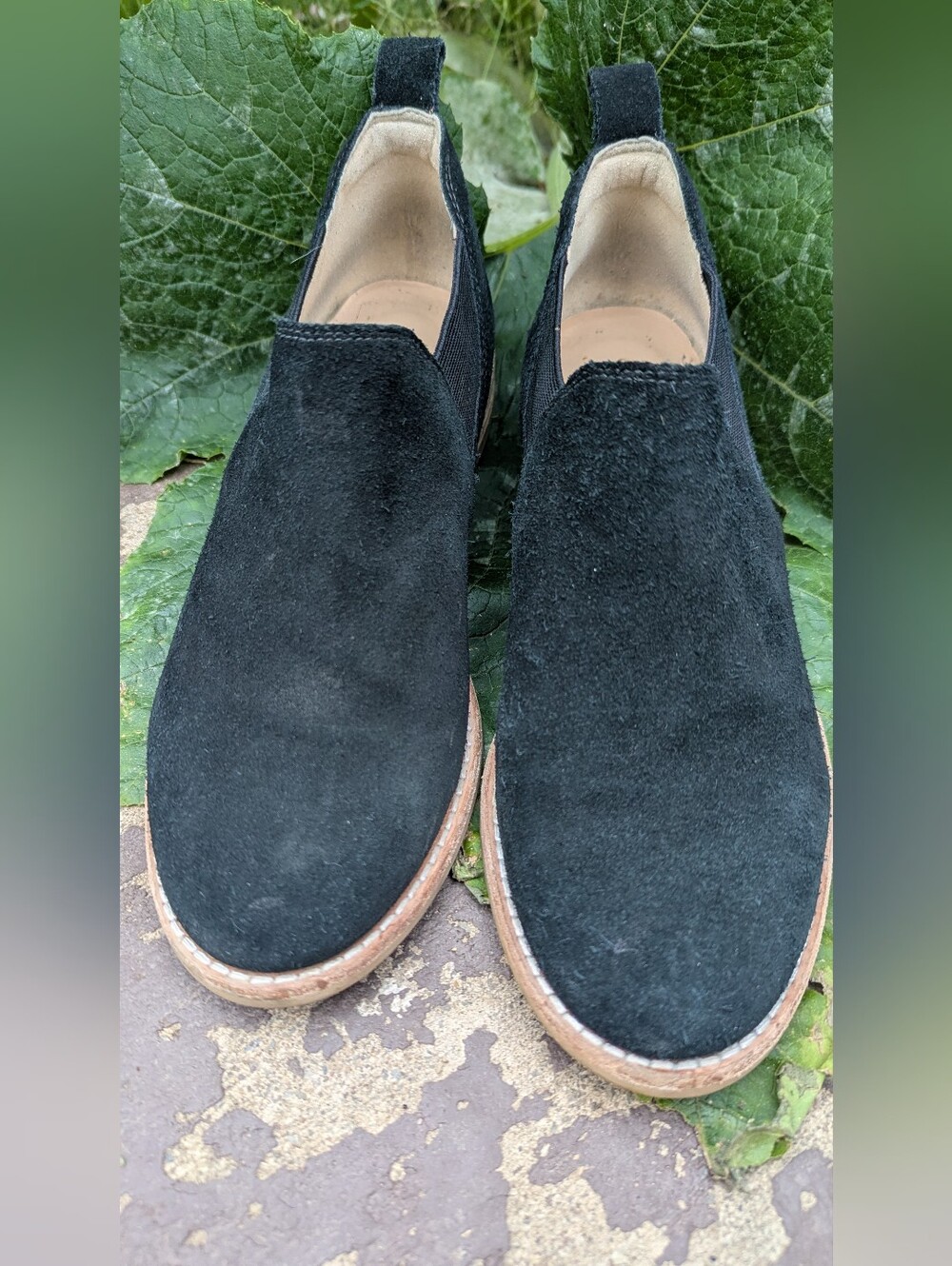 Clarks Black Suede Boots with Tan